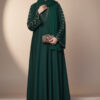 Luxury Green Abaya Crafted from Soft Nidha Fabric for Timeless Grace