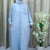 Shehnaz - Light Blue Button-Down Abaya with Pockets – Everyday Elegance