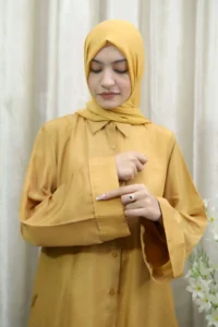 Shehnaz - Stylish Mustard Open Abaya with Side Pockets for Women