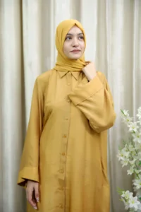 Shehnaz - Stylish Mustard Open Abaya with Side Pockets for Women