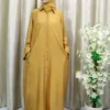 Shehnaz - Stylish Mustard Open Abaya with Side Pockets for Women