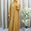 Shehnaz - Stylish Mustard Open Abaya with Side Pockets for Women