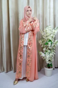 Sumayah Abaya - Peach Pink Open Abaya – Elegant Modest Wear in UK