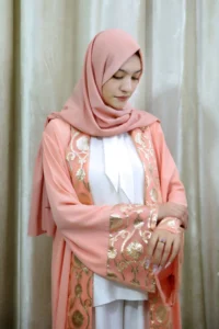 Sumayah Abaya - Peach Pink Open Abaya – Elegant Modest Wear in UK