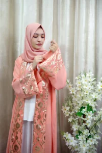 Sumayah Abaya - Peach Pink Open Abaya – Elegant Modest Wear in UK