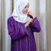 Hajarah - Classic Purple Abaya with White Piping – Elegant Modest Wear for Women