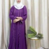 Hajarah - Classic Purple Abaya with White Piping – Elegant Modest Wear for Women