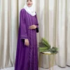 Hajarah - Classic Purple Abaya with White Piping – Elegant Modest Wear for Women