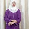 Hajarah - Classic Purple Abaya with White Piping – Elegant Modest Wear for Women