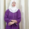 Hajarah - Classic Purple Abaya with White Piping – Elegant Modest Wear for Women