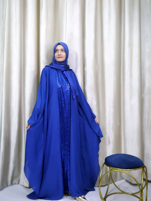 Nahiah - Royal Blue Sequin Abaya Set – Luxury Modest Wear for UK Women
