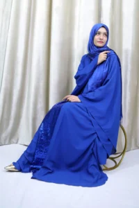Nahiah - Royal Blue Sequin Abaya Set – Luxury Modest Wear for UK Women
