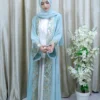 Sumayah Abaya - Sky Blue Open Abaya with Gold Embroidery – Modest UK Wear