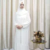 Nadrah - Elegant White Tiered Abaya Dress – Modest Georgette Maxi for Women in UK