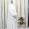 Nadrah - Elegant White Tiered Abaya Dress – Modest Georgette Maxi for Women in UK